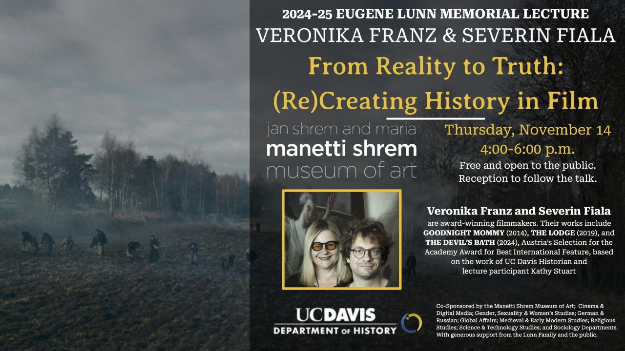 The Poster for the 2024-25 Eugene Lunn Memorial Lecture with Veronika Franz and Severin Fiala