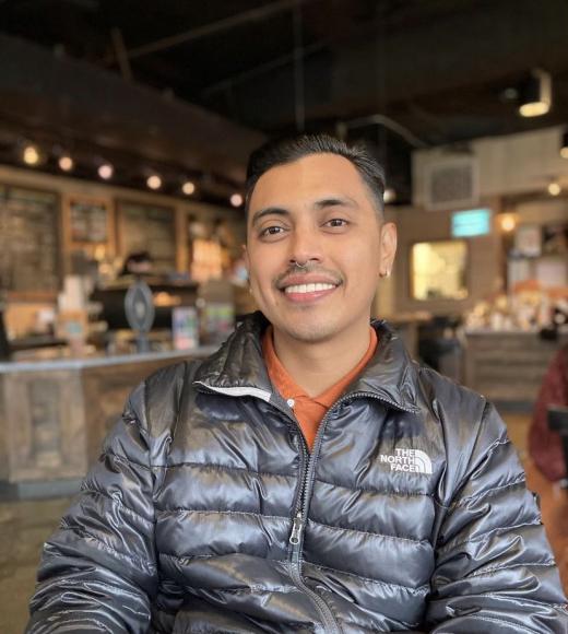 Picture of Joel inside a coffee shop in Sacramento